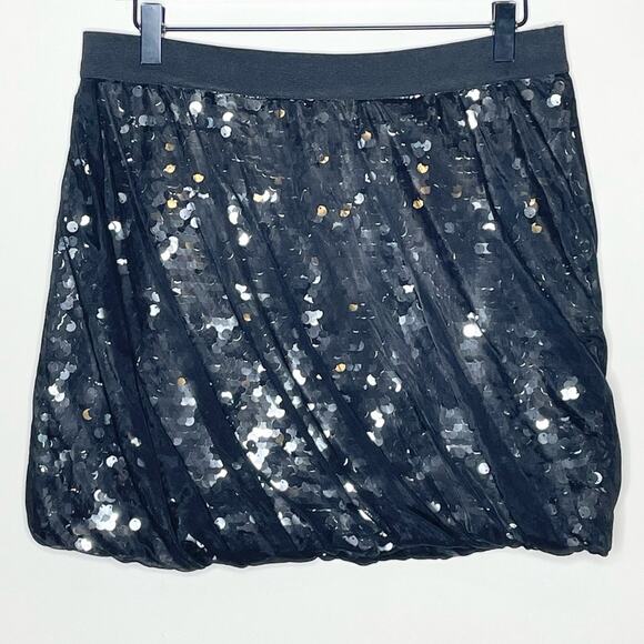 DIESEL BLACK GOLD black sequin pull on mini skirt size small - Picture 2 of 5